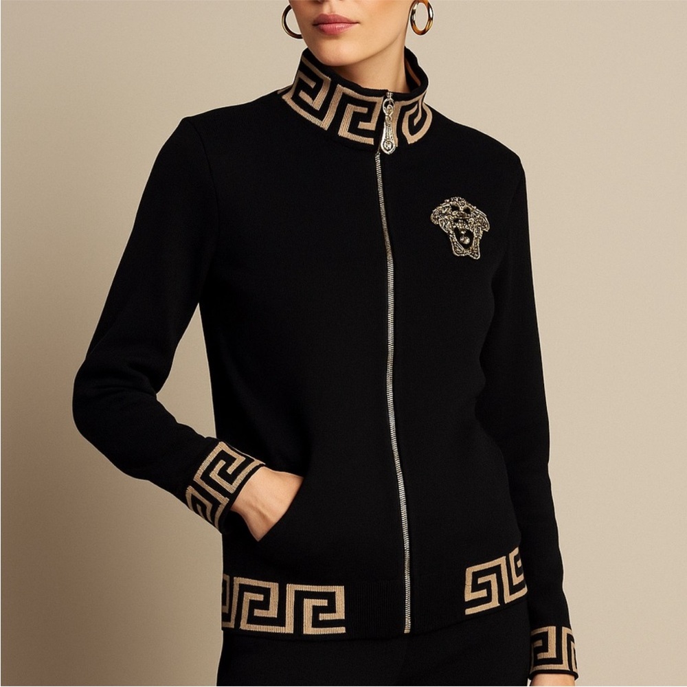 Versace Black Jacket with Gold Accents